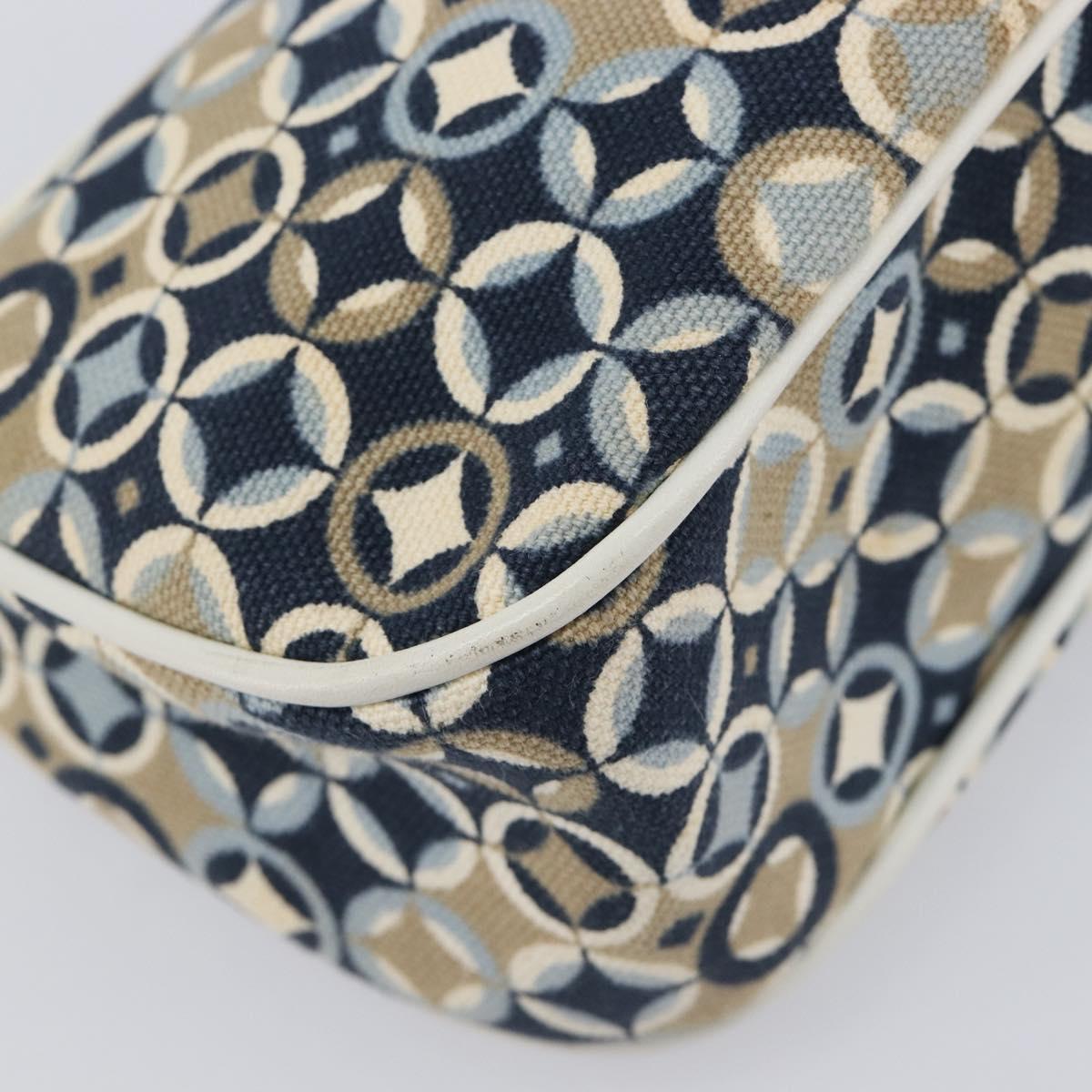 CELINE Hand Bag Canvas Navy Gold Tone Auth BA16627