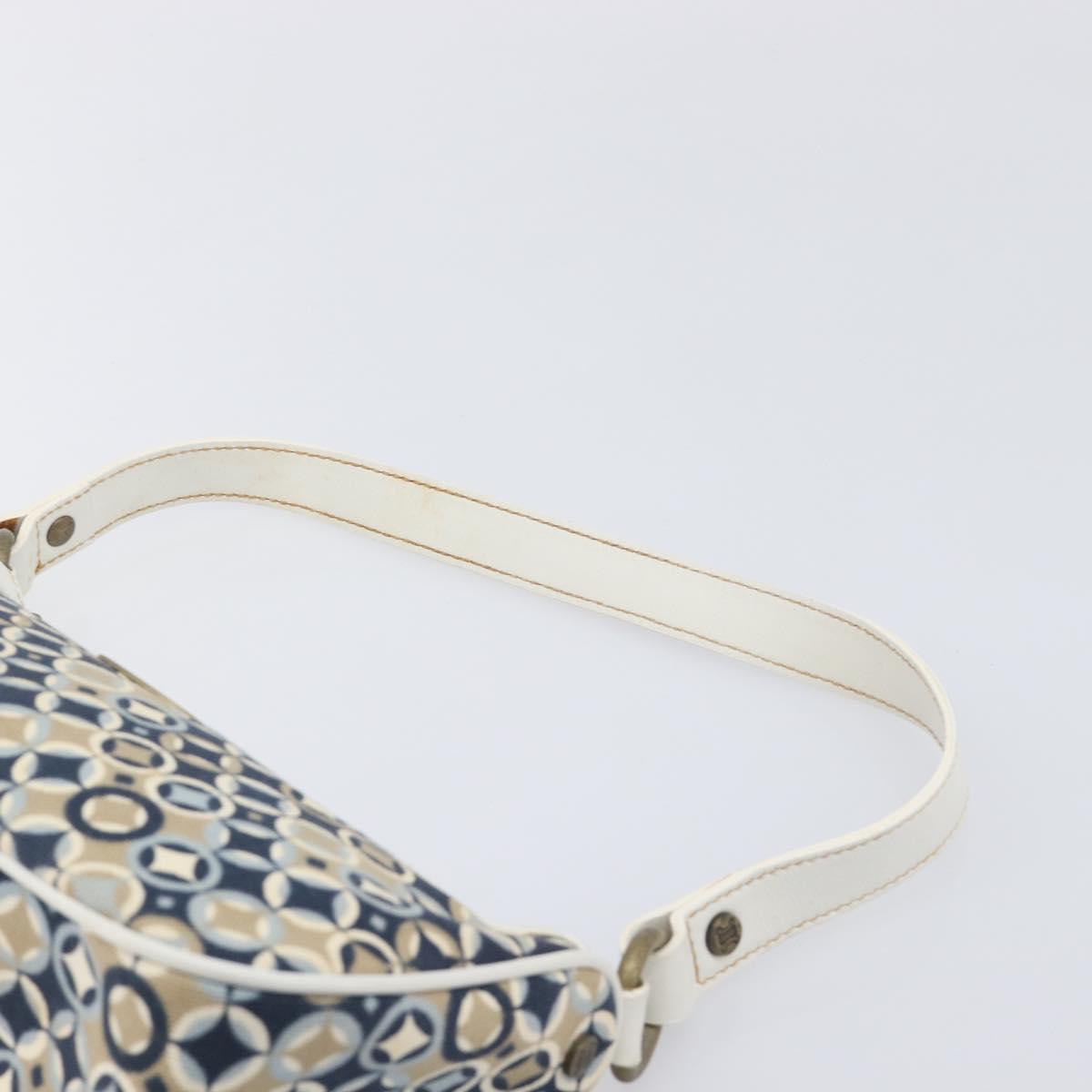 CELINE Hand Bag Canvas Navy Gold Tone Auth BA16627