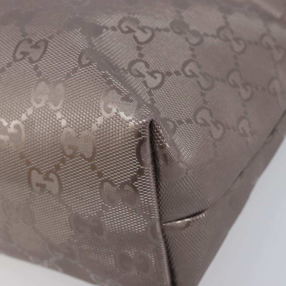 GUCCI GG Implementation Tote Bag PVC Leather Silver 211138 Auth BA16629A