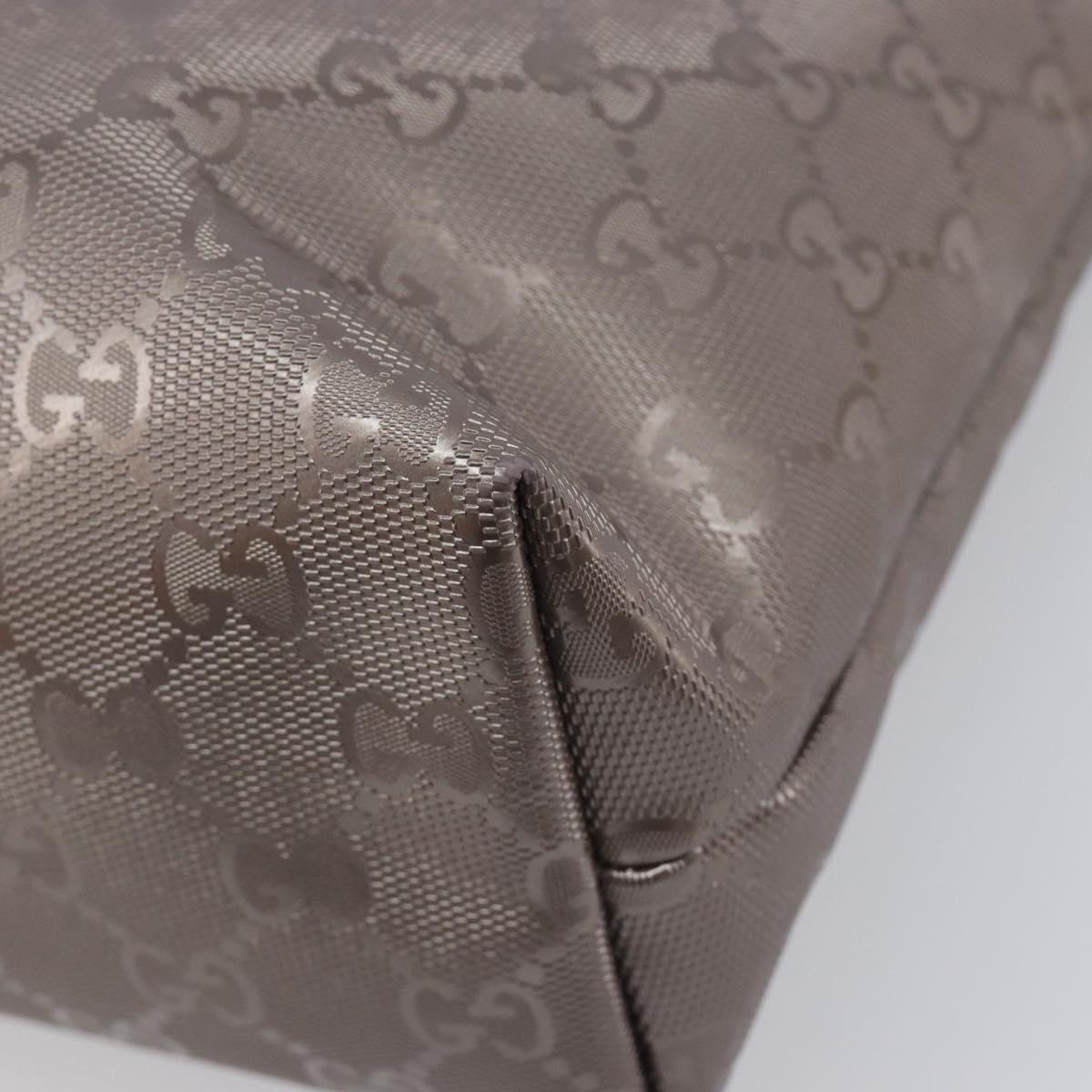 GUCCI GG Implementation Tote Bag PVC Leather Silver 211138 Auth BA16629A