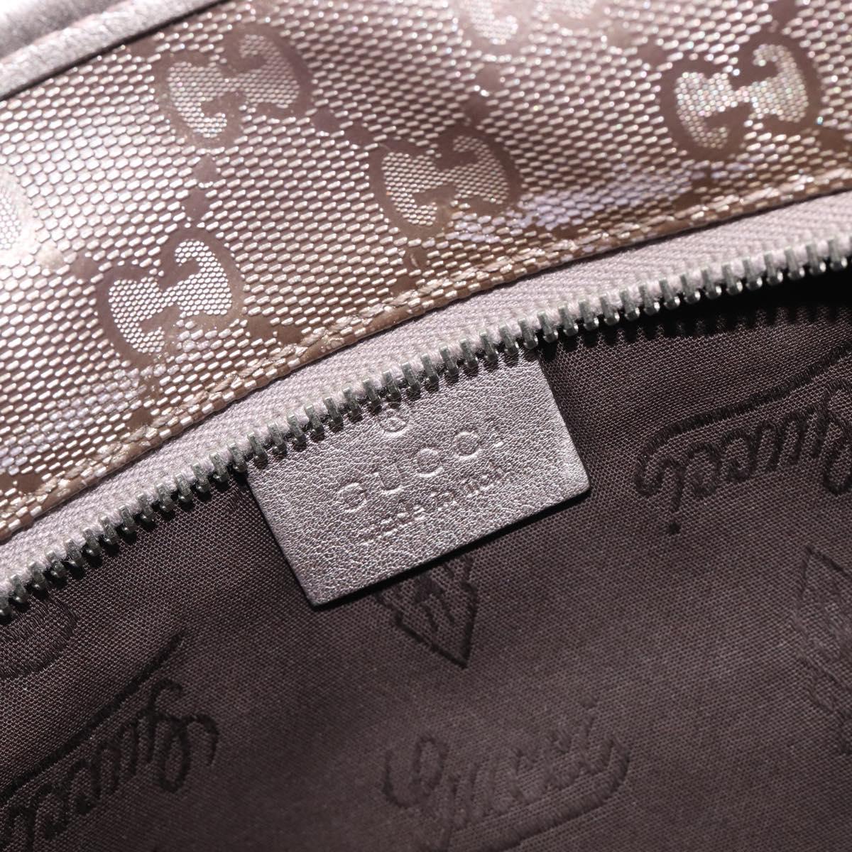 GUCCI GG Implementation Tote Bag PVC Leather Silver 211138 Auth BA16629A