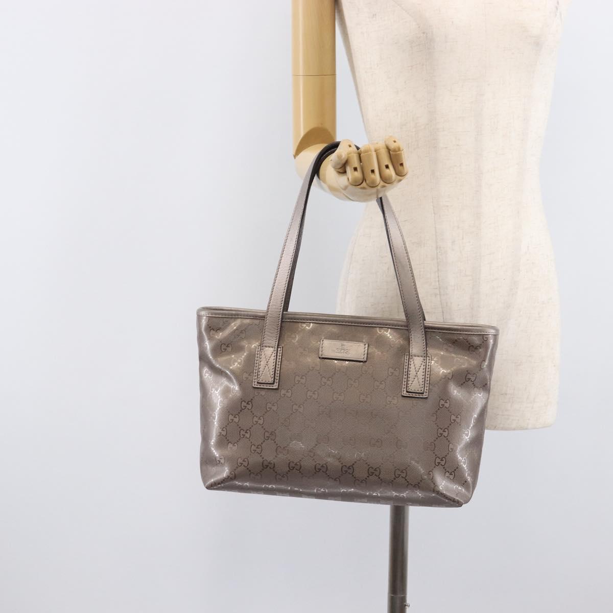 GUCCI GG Implementation Tote Bag PVC Leather Silver 211138 Auth BA16629A