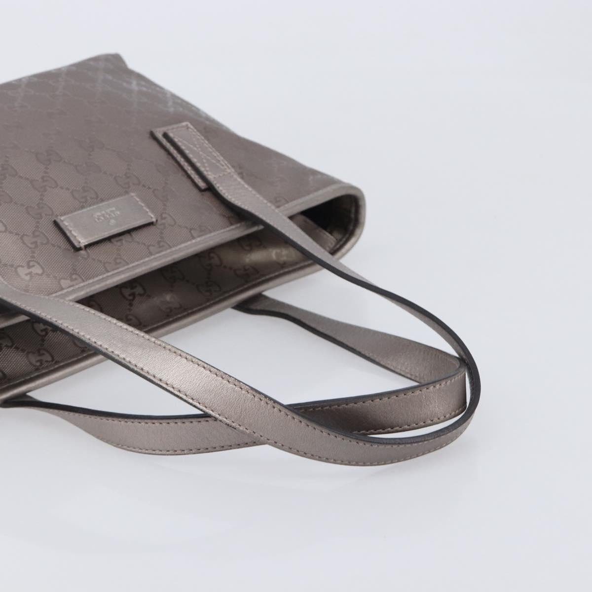 GUCCI GG Implementation Tote Bag PVC Leather Silver 211138 Auth BA16629A