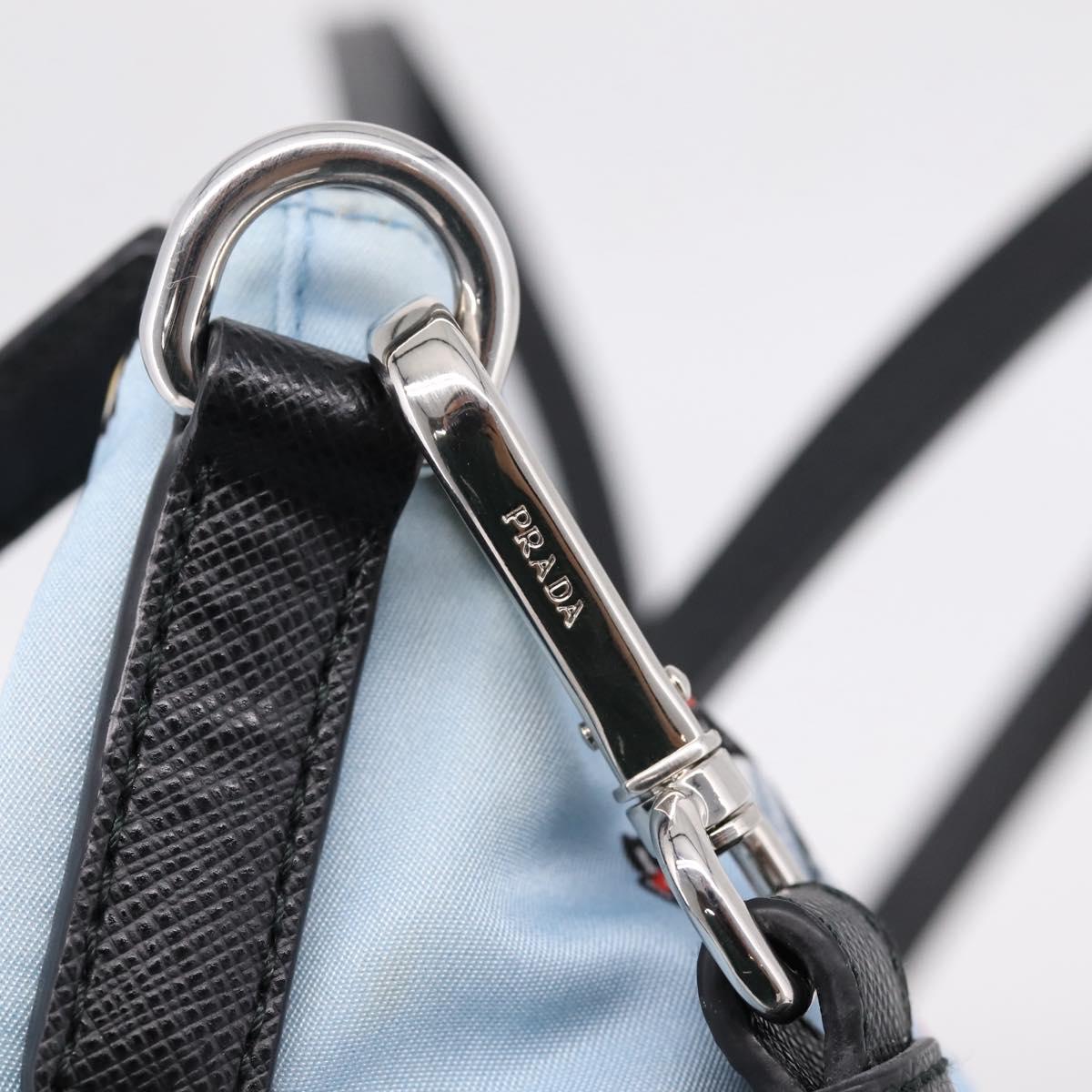 PRADA Tote Bag Nylon 2way Light Blue Silver Auth BA16632A