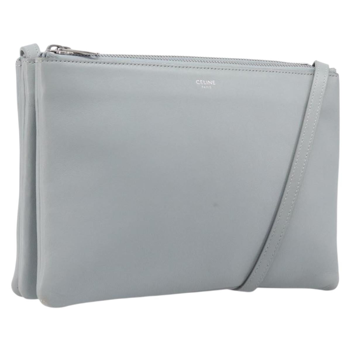 LOUIS VUITTON Trio Shoulder Bag Leather Light Blue Silver LV Auth BA16636A