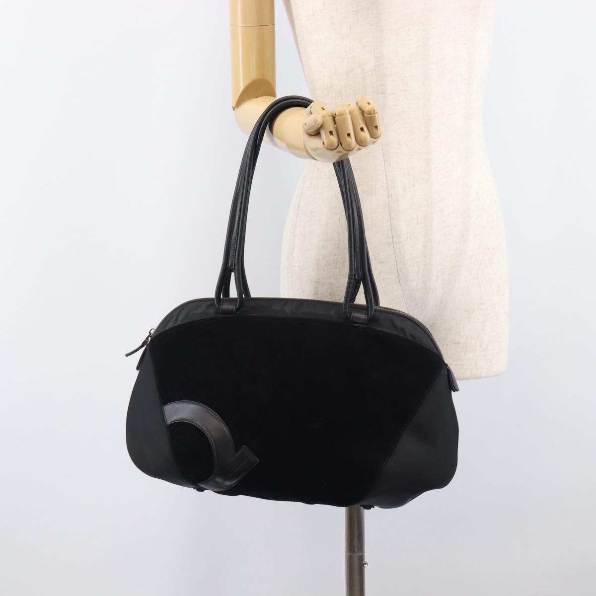 Salvatore Ferragamo Tote Bag Suede Black Auth BA16638