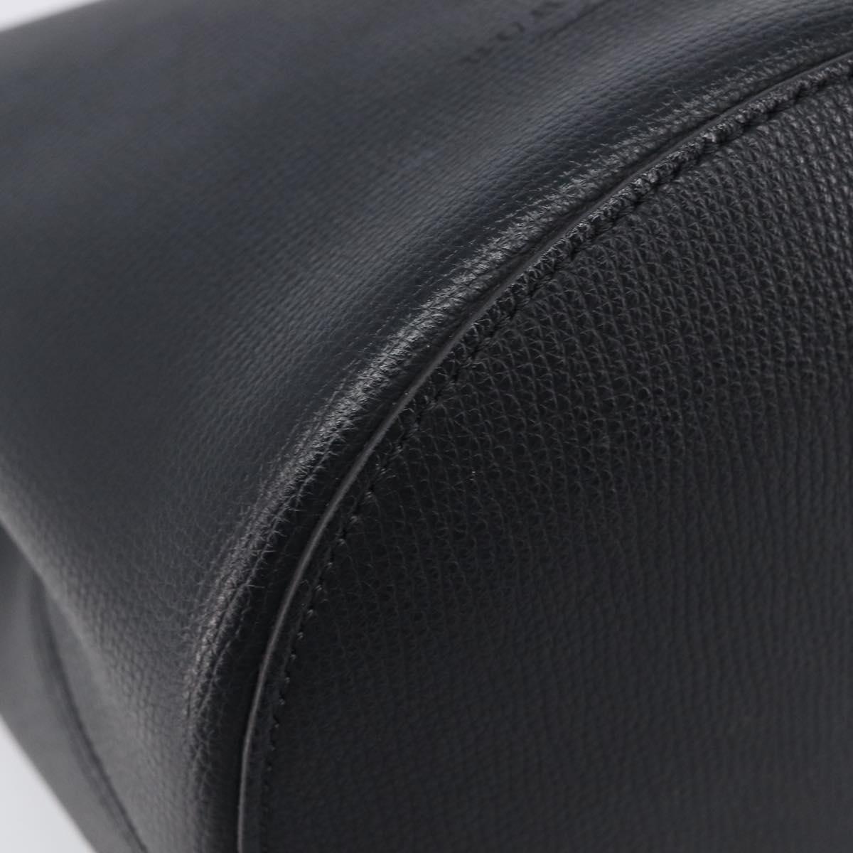 BURBERRY Shoulder Bag Leather Black Gold Tone Auth BA16639