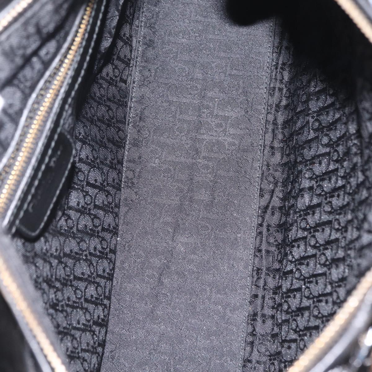 Christian Dior Lady Dior Canage Hand Bag Patent 2way Black Gold Auth BA16643