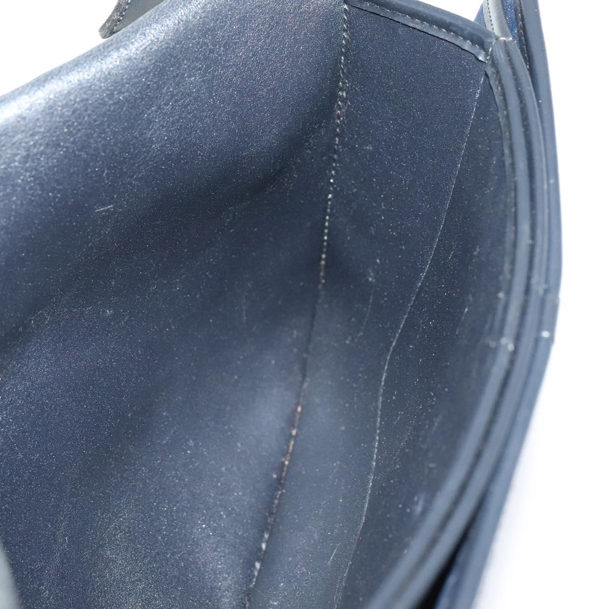 Christian Dior Trotter Canvas Shoulder Bag Navy Gold Auth BA1665