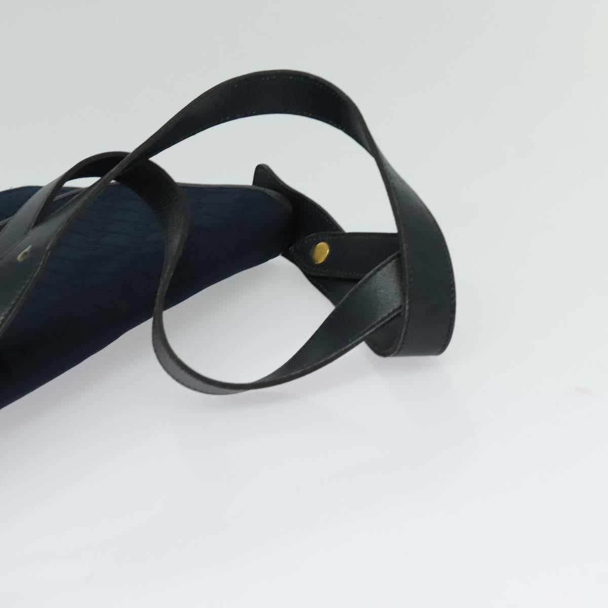 Christian Dior Trotter Canvas Shoulder Bag Navy Gold Auth BA1665