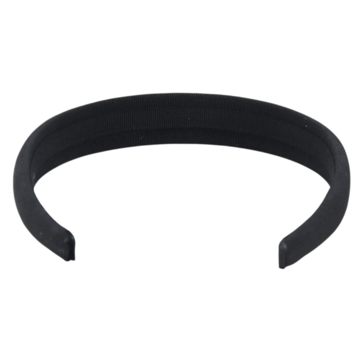 CELINE Hair Band Canvas Black Gold Tone Auth BA16657A