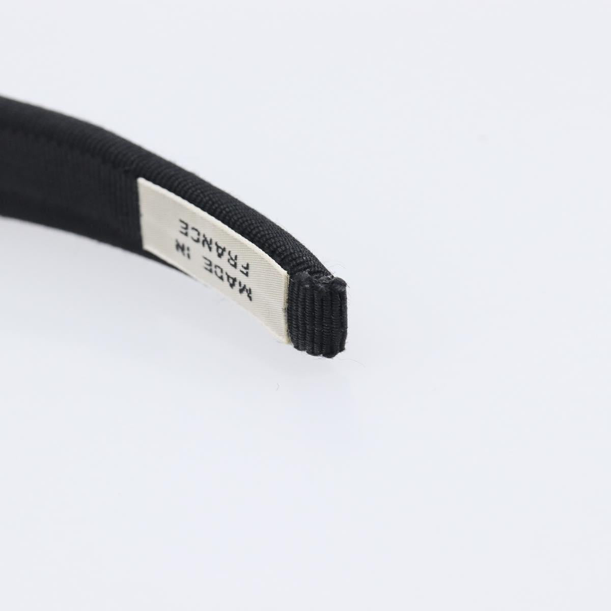 CELINE Hair Band Canvas Black Gold Tone Auth BA16657A