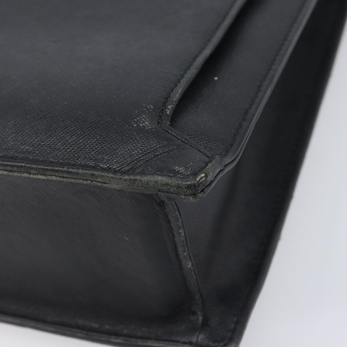 BURBERRY Business Bag Leather Black Silver Auth BA16658