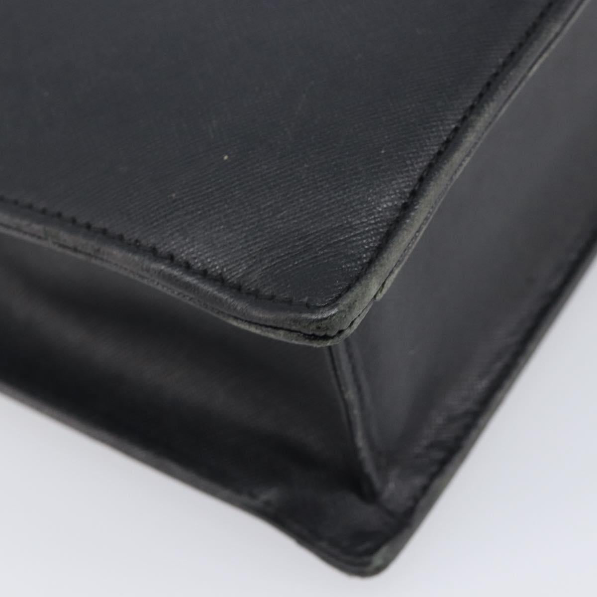BURBERRY Business Bag Leather Black Silver Auth BA16658