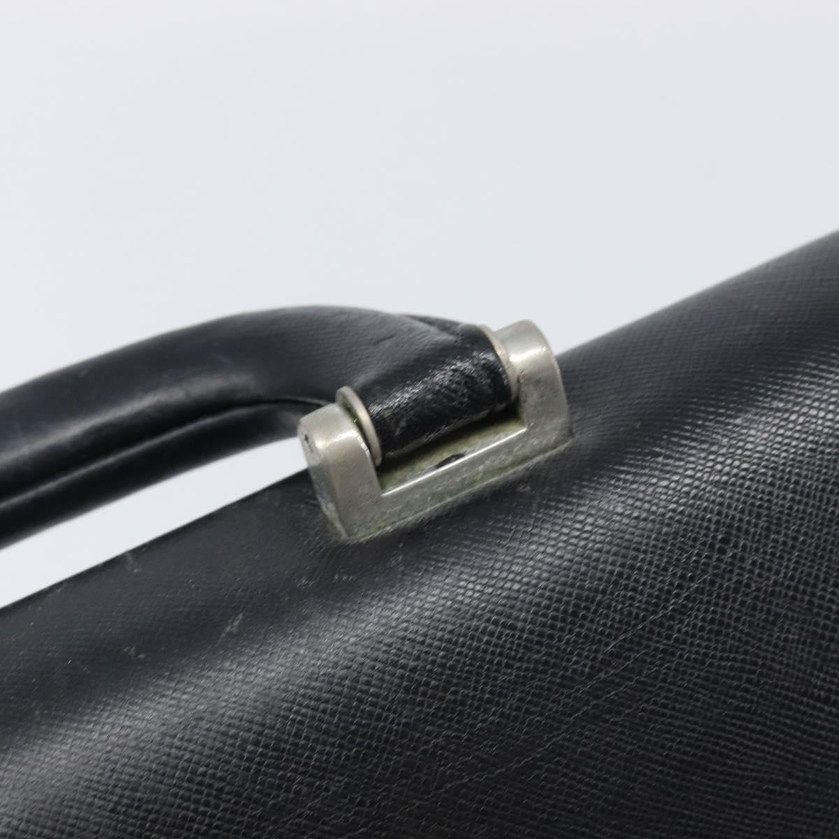 BURBERRY Business Bag Leather Black Silver Auth BA16658
