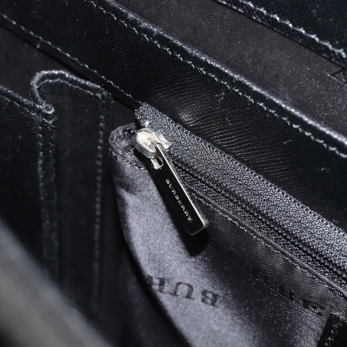 BURBERRY Business Bag Leather Black Silver Auth BA16658