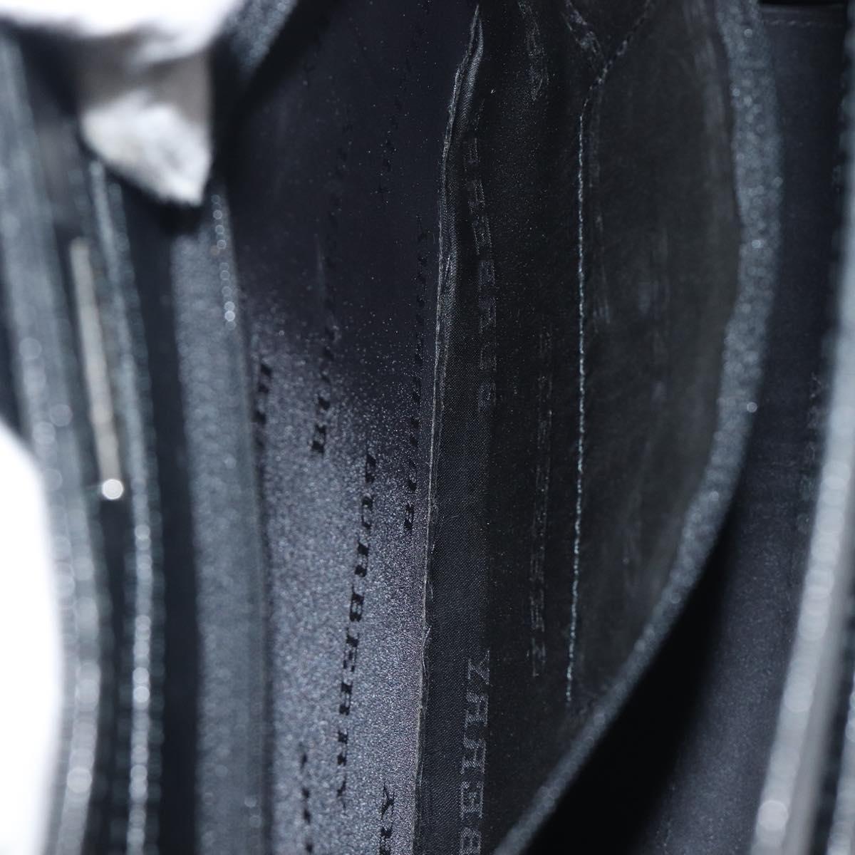 BURBERRY Business Bag Leather Black Silver Auth BA16658