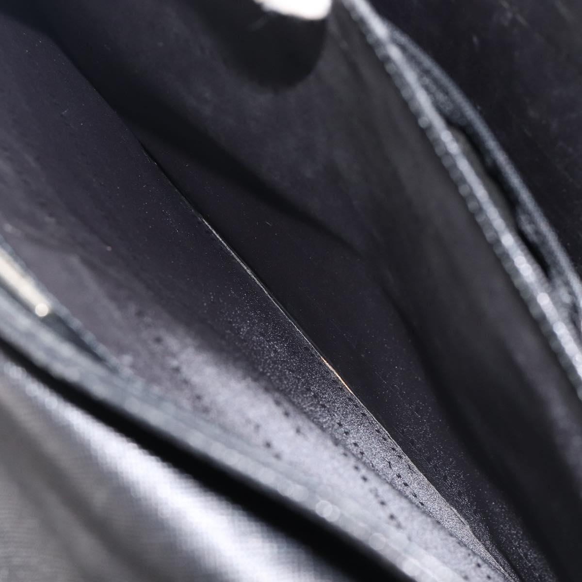 BURBERRY Business Bag Leather Black Silver Auth BA16658