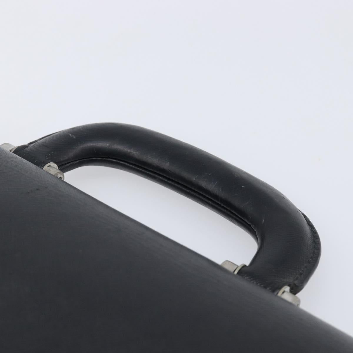 BURBERRY Business Bag Leather Black Silver Auth BA16658