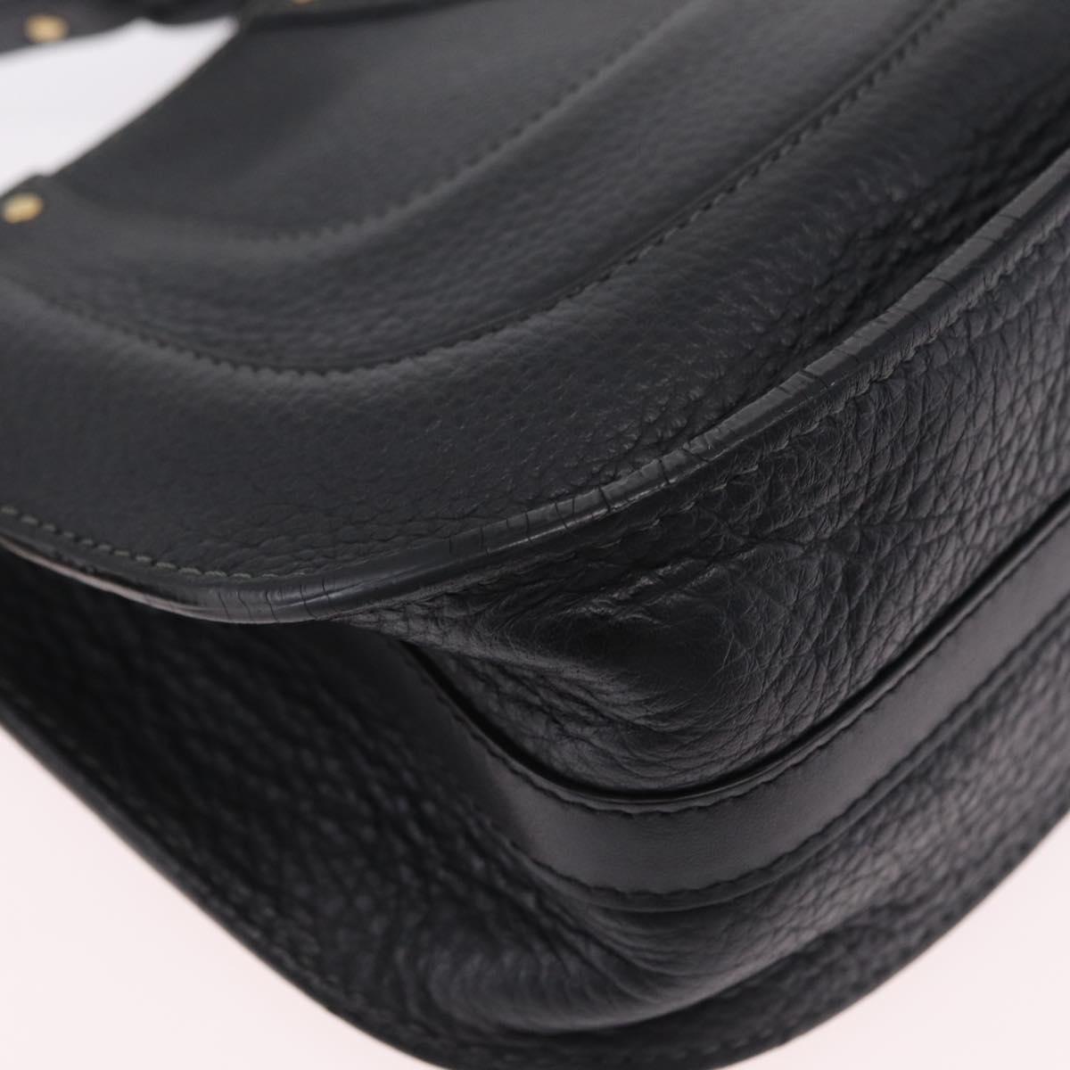 Chloe Hailey Shoulder Bag Leather Black Gold Auth BA16662A