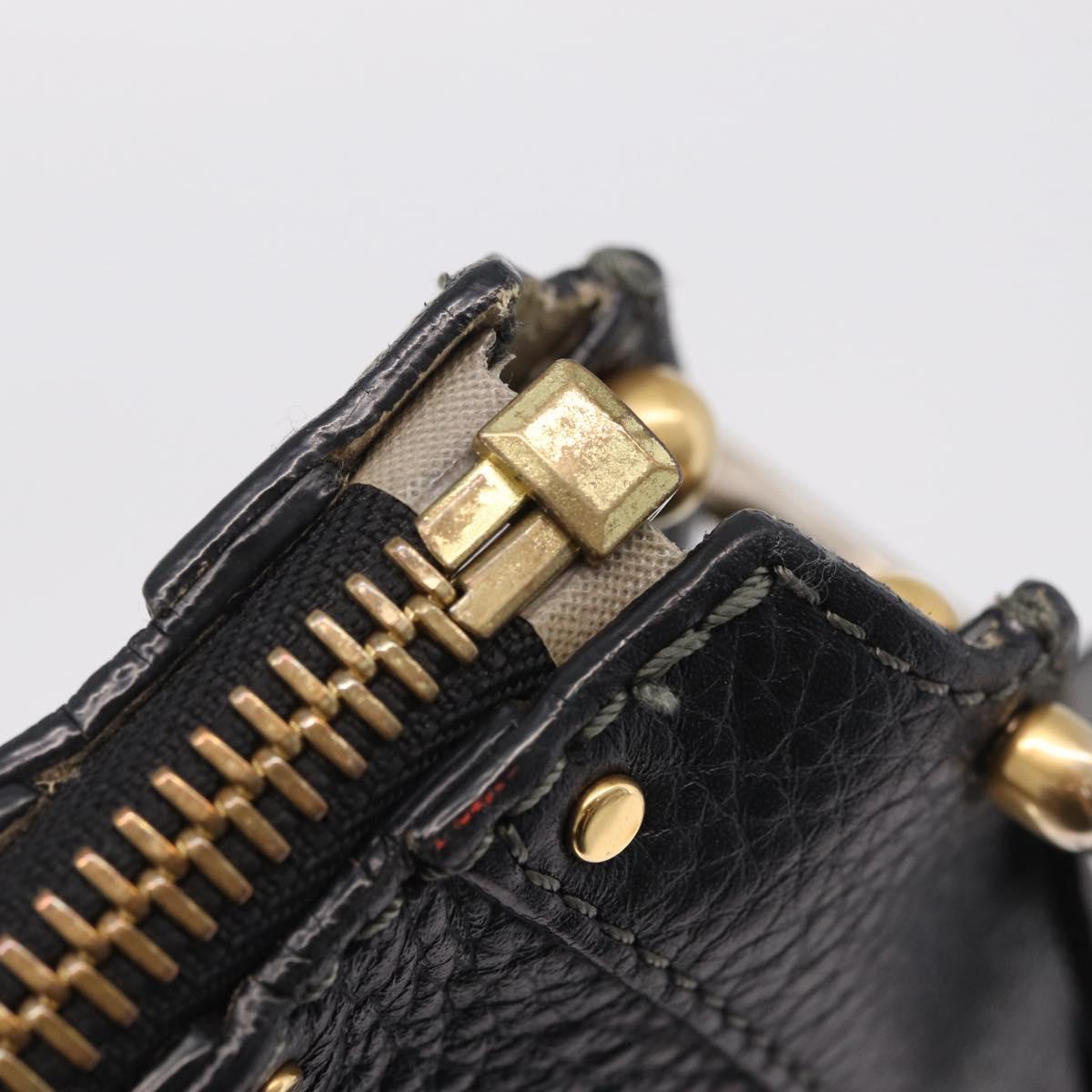 Chloe Hailey Shoulder Bag Leather Black Gold Auth BA16662A