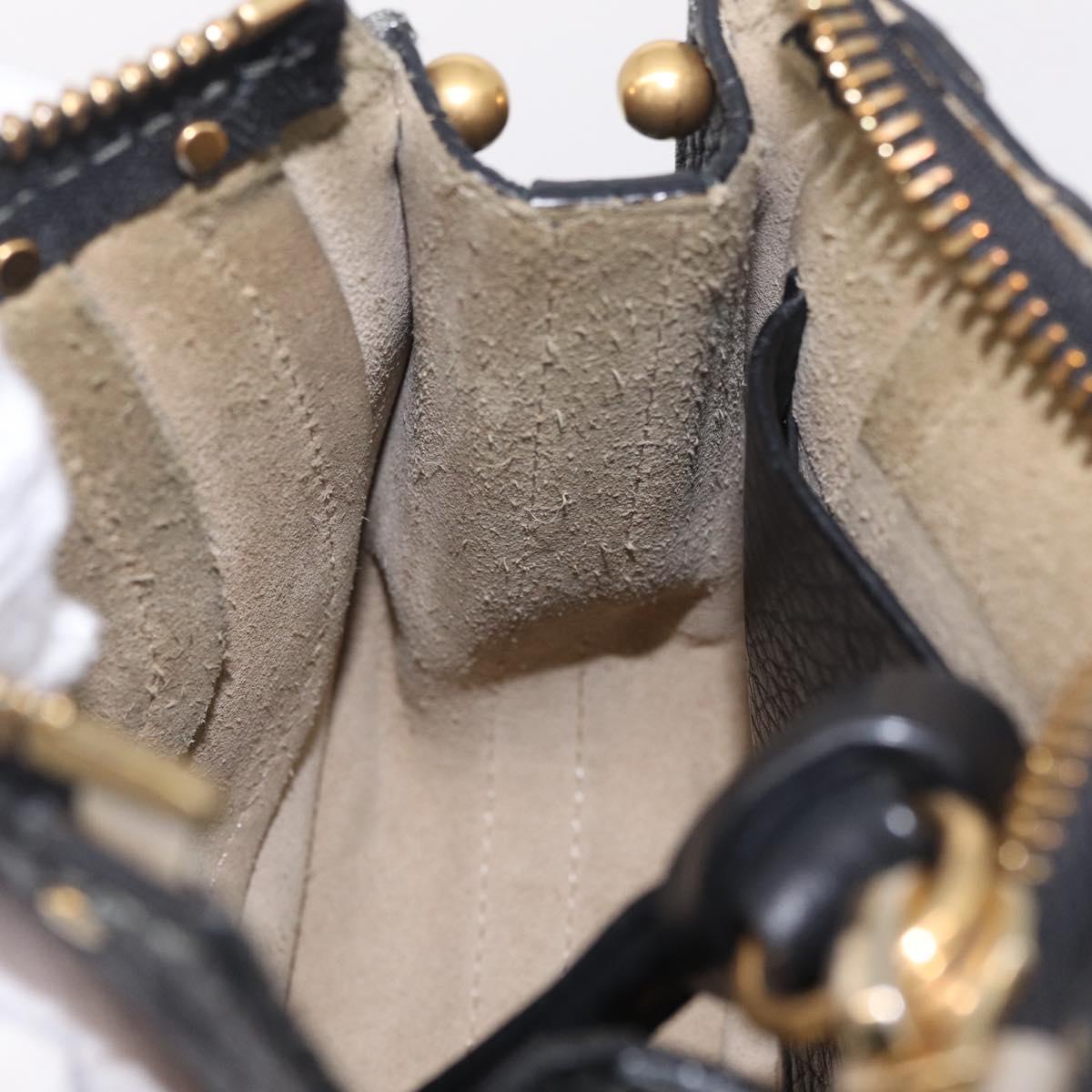 Chloe Hailey Shoulder Bag Leather Black Gold Auth BA16662A
