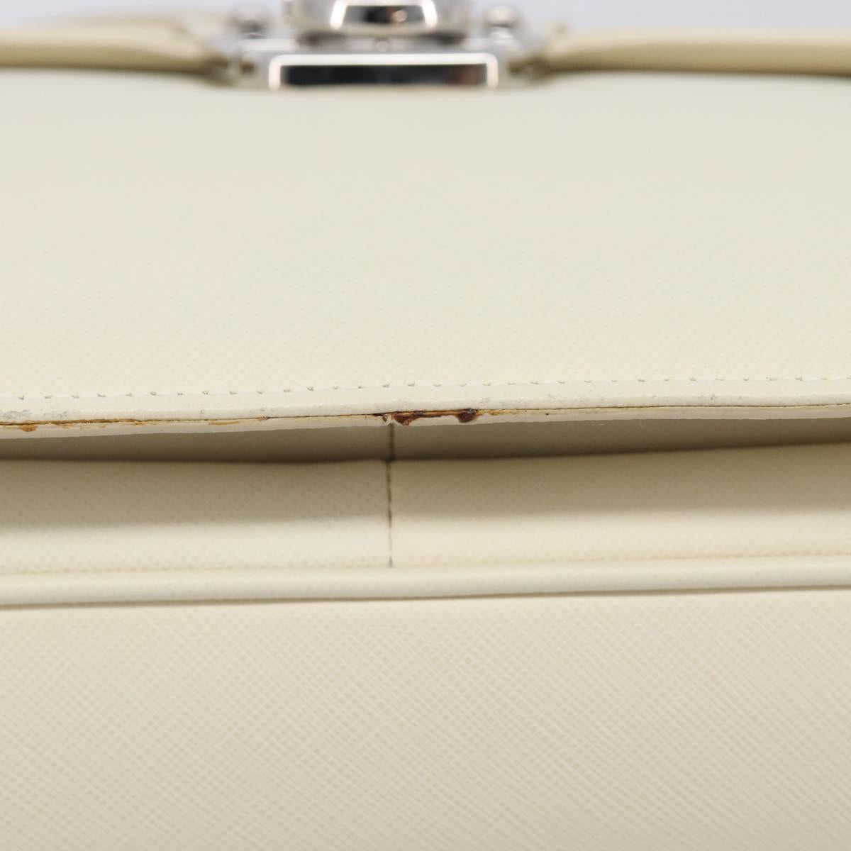 Salvatore Ferragamo Gancini Hand Bag Leather 2way White Silver Auth BA16665V