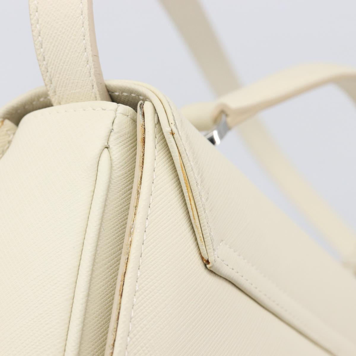 Salvatore Ferragamo Gancini Hand Bag Leather 2way White Silver Auth BA16665V
