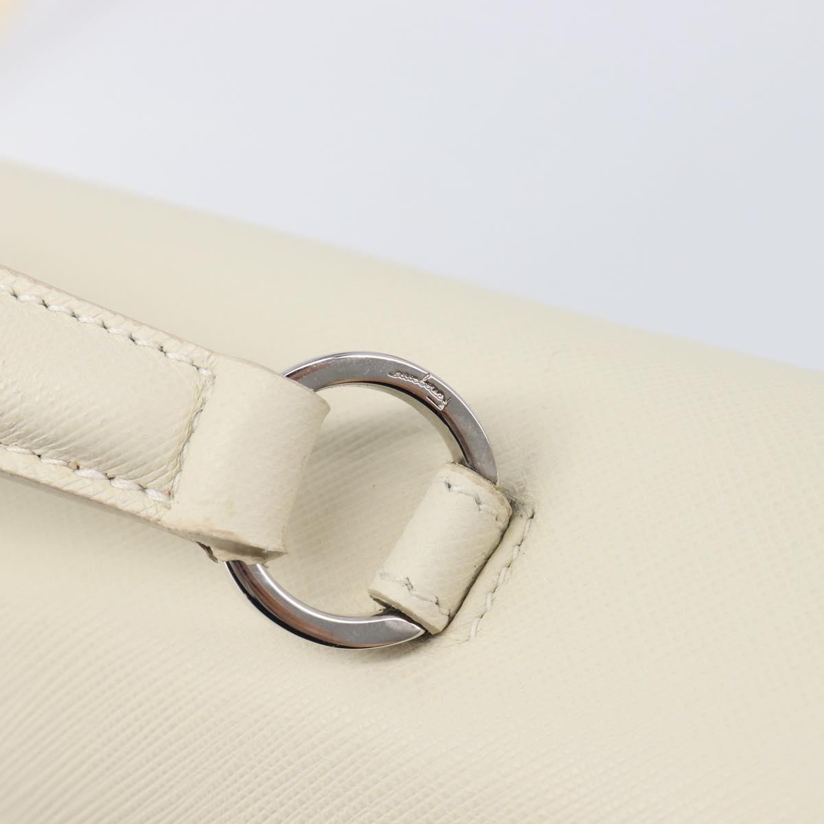 Salvatore Ferragamo Gancini Hand Bag Leather 2way White Silver Auth BA16665V
