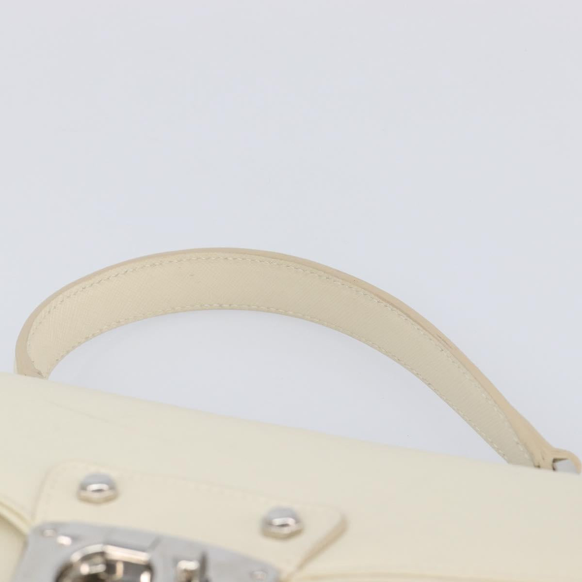 Salvatore Ferragamo Gancini Hand Bag Leather 2way White Silver Auth BA16665V