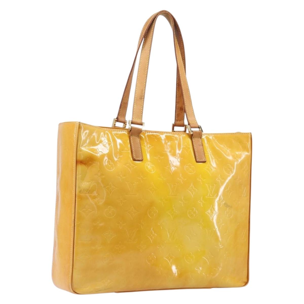 LOUIS VUITTON Monogram Vernis Columbus Bag Lime Yellow M91047 LV Auth BA16666