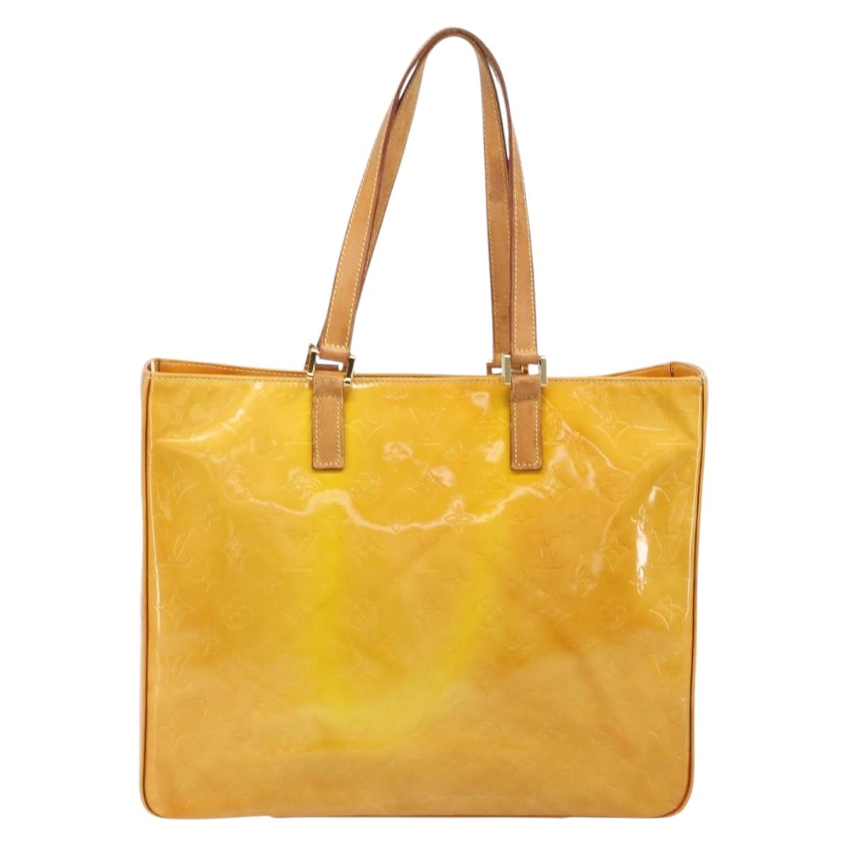LOUIS VUITTON Monogram Vernis Columbus Bag Lime Yellow M91047 LV Auth BA16666