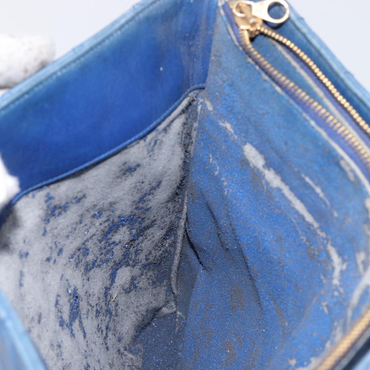 CHANEL Matelasse Chain Shoulder Bag Lamb Skin Blue Gold CC Auth BA16675