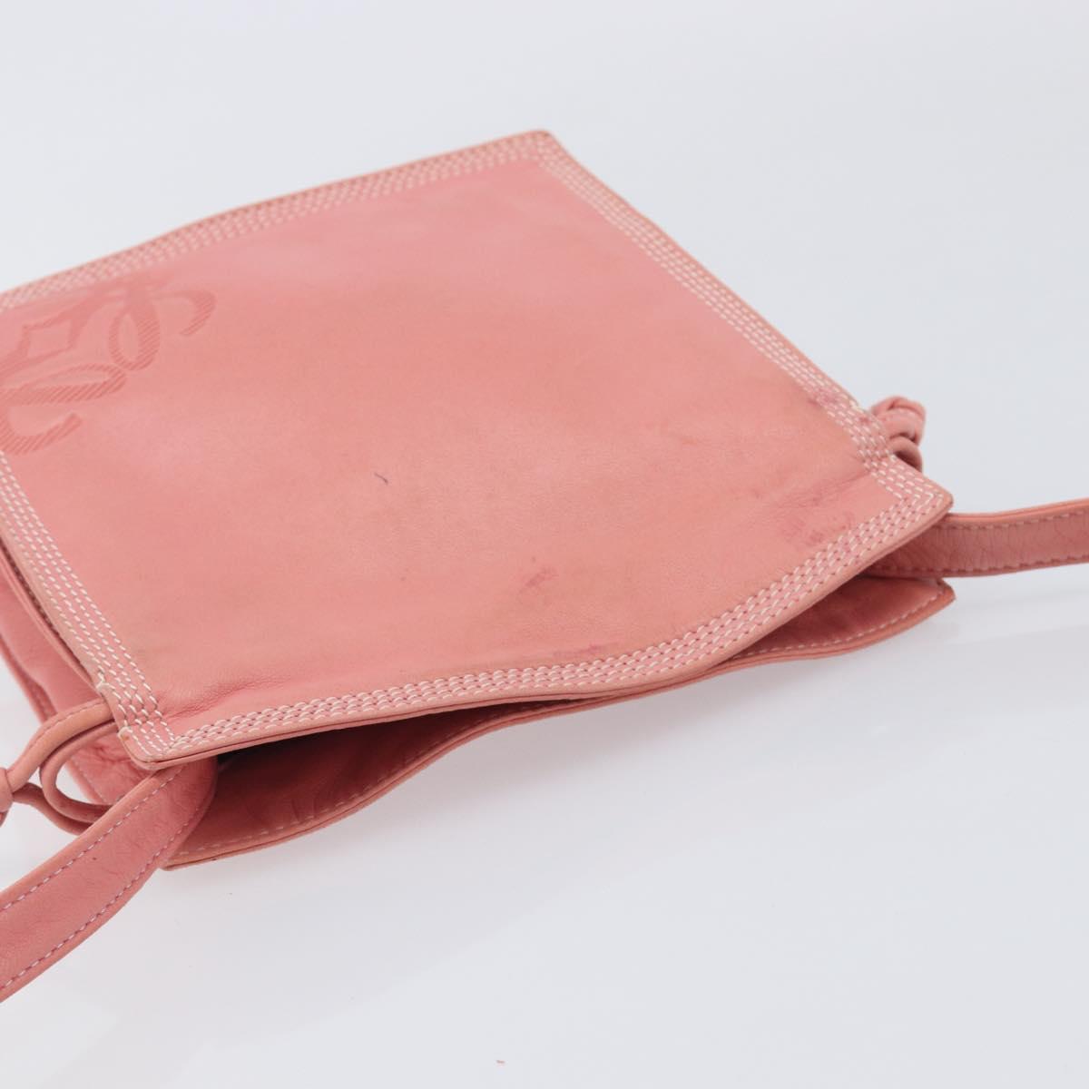 LOEWE Shoulder Bag Leather Pink Gold Auth BA16679