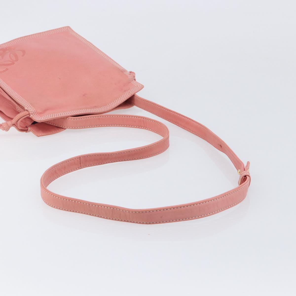 LOEWE Shoulder Bag Leather Pink Gold Auth BA16679