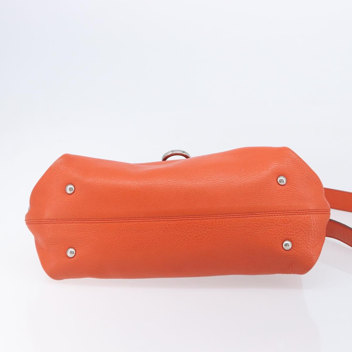 Salvatore Ferragamo Sofia Gancini Bag Leather 2way Orange Silver Auth BA16681A