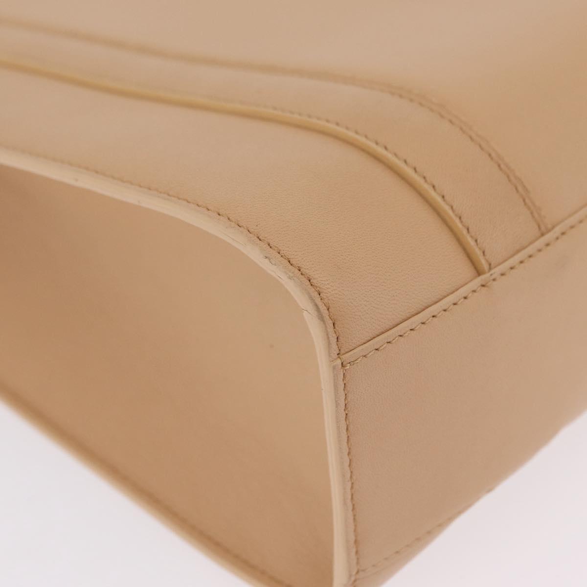 Cartier Tote Bag Leather Beige Silver Auth BA16682V