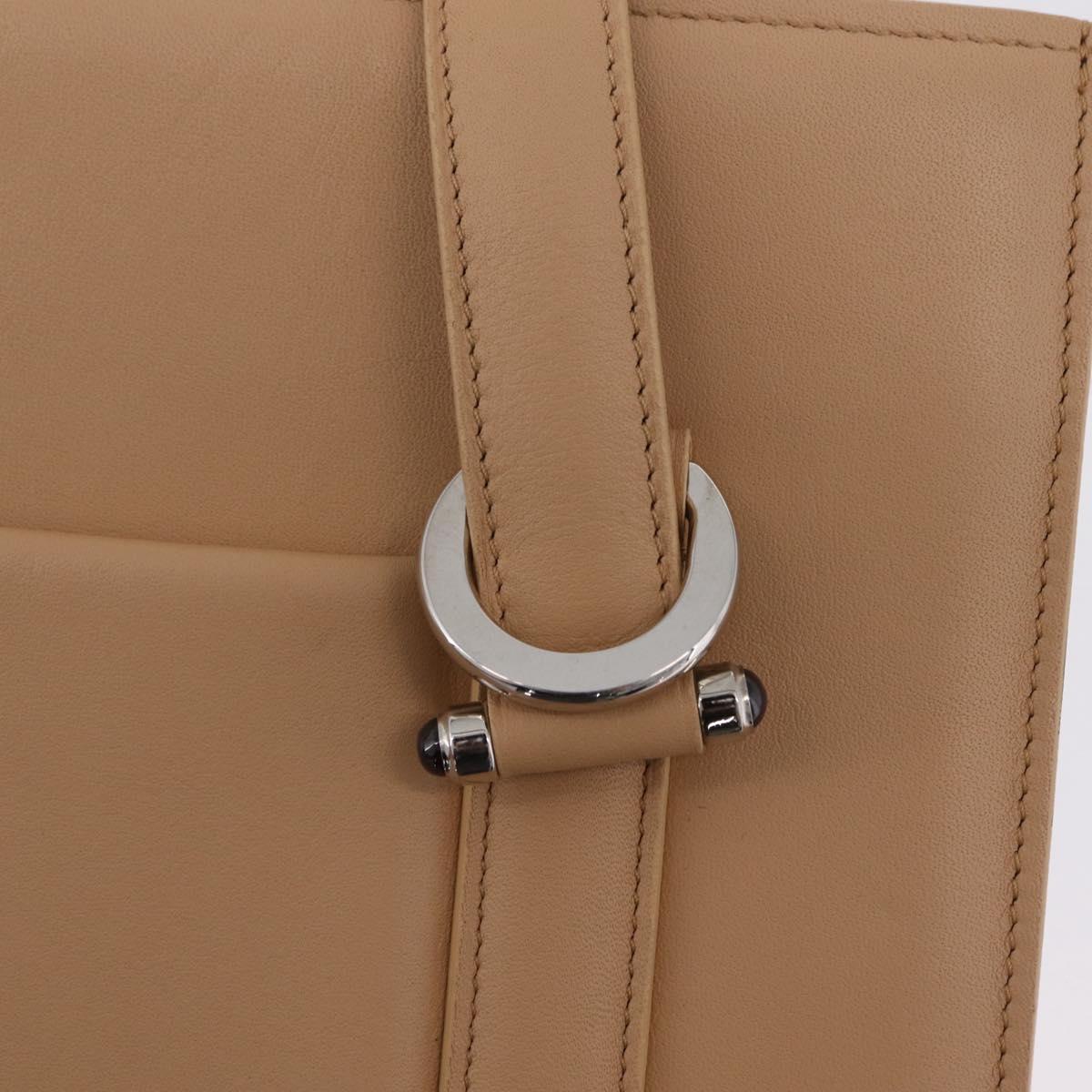 Cartier Tote Bag Leather Beige Silver Auth BA16682V