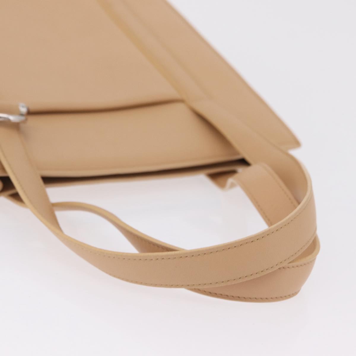 Cartier Tote Bag Leather Beige Silver Auth BA16682V