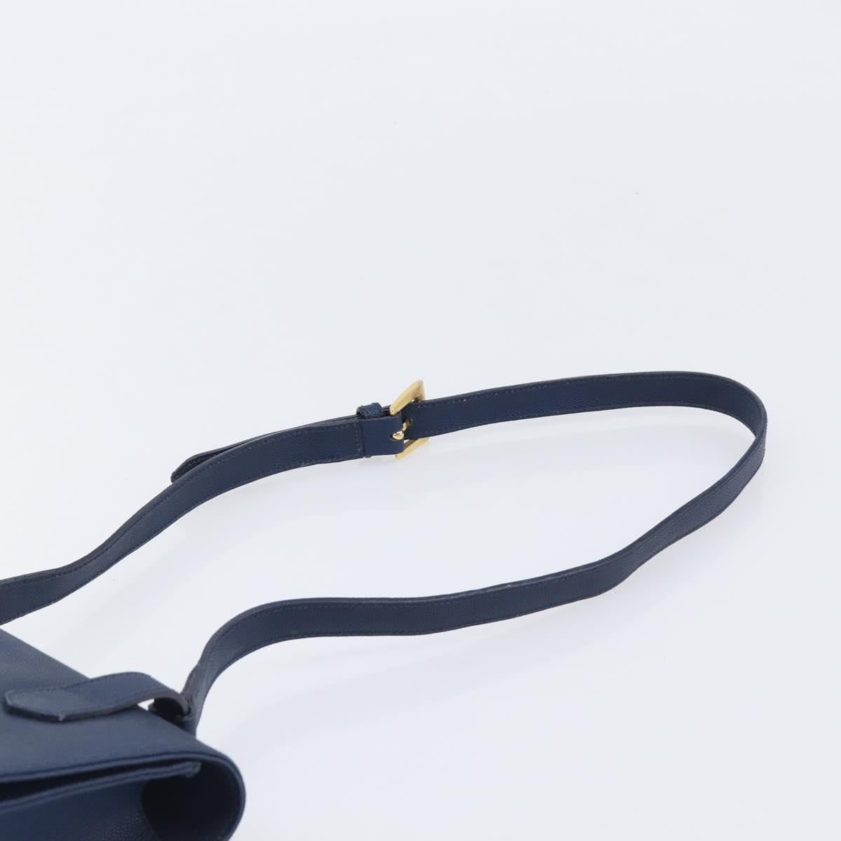 GIVENCHY Shoulder Bag Leather Navy Gold Auth BA16683A