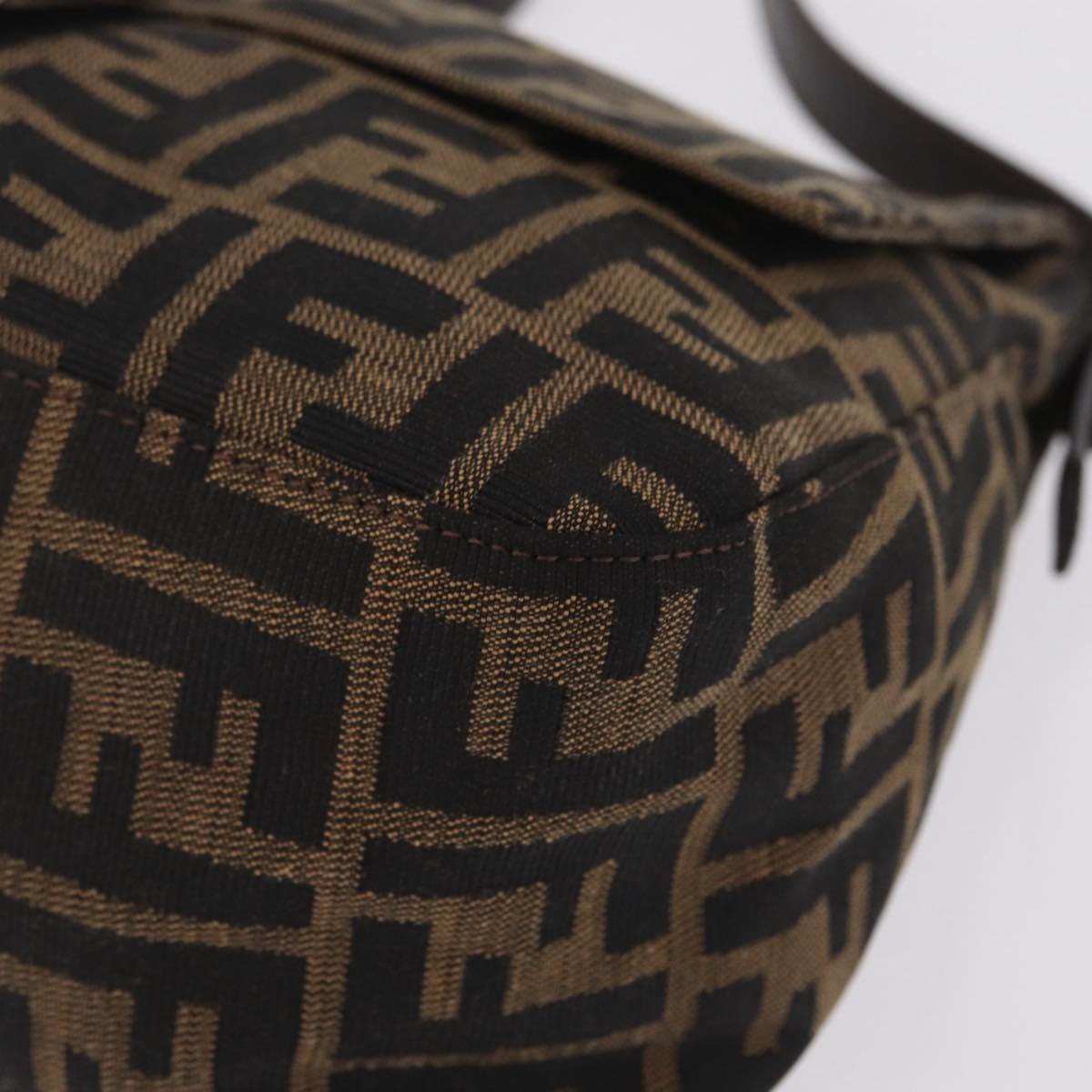FENDI Zucca Canvas Mamma Baguette Shoulder Bag Brown Black Auth BA16684V