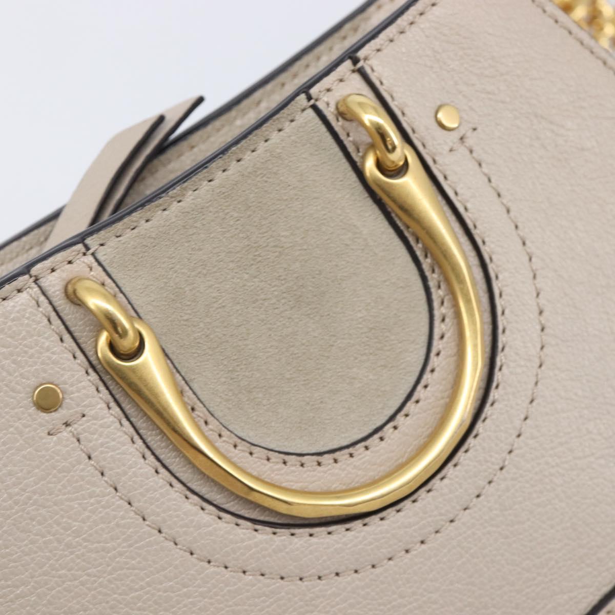 Chloe Pixy Hand Bag Leather 2way Beige Gold Auth BA16685A