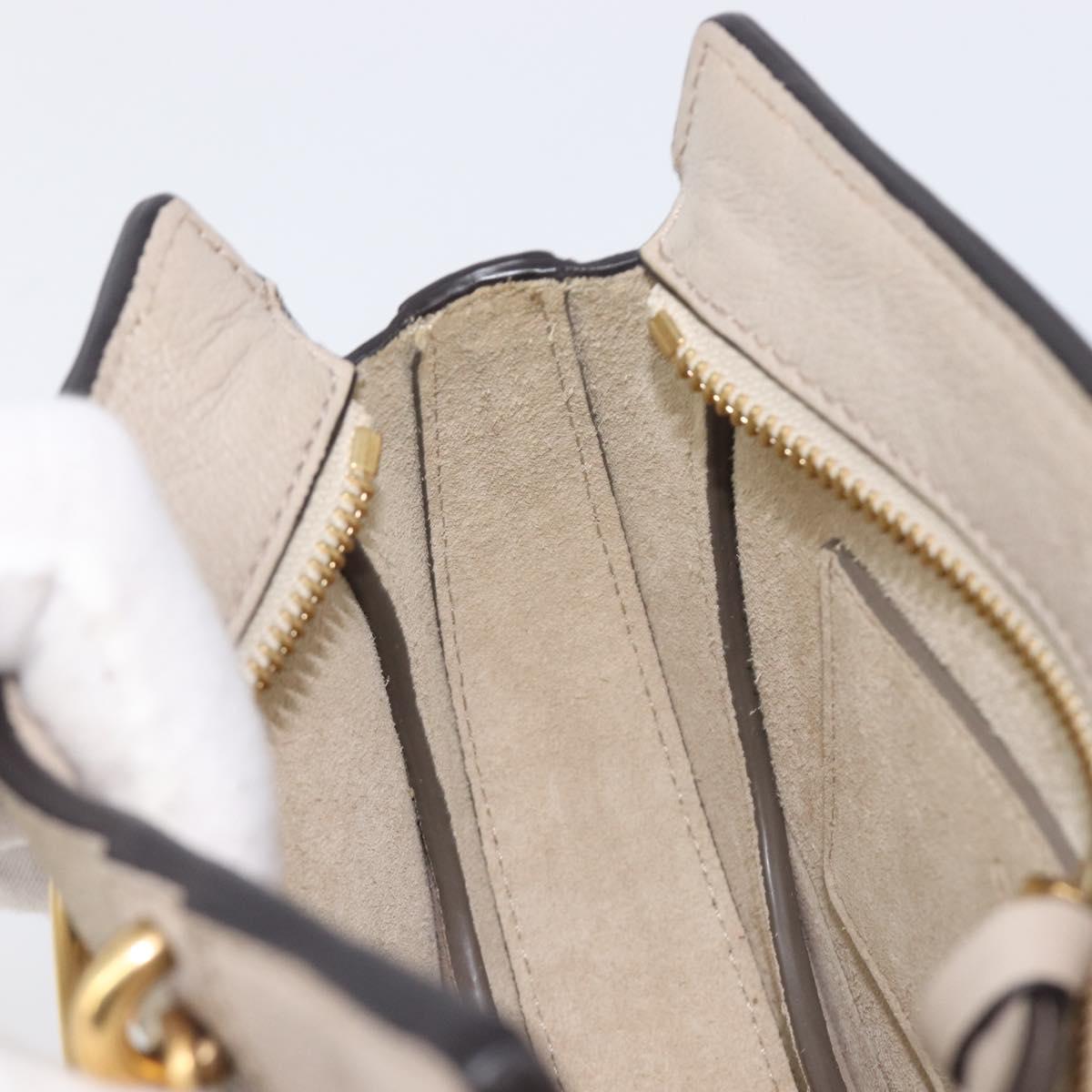 Chloe Pixy Hand Bag Leather 2way Beige Gold Auth BA16685A