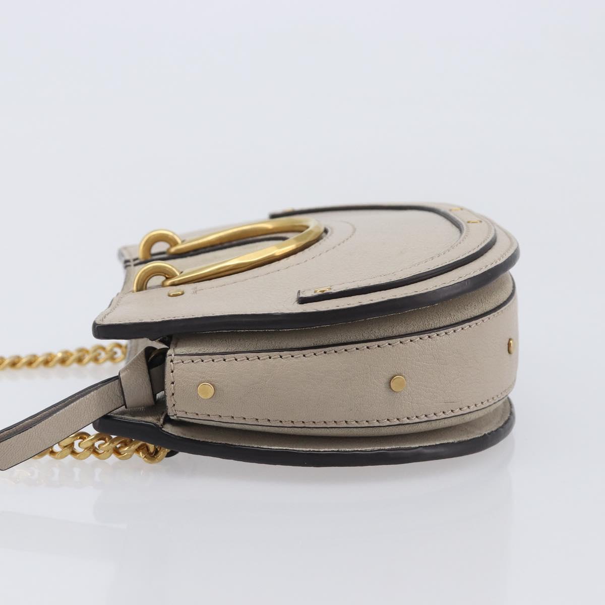Chloe Pixy Hand Bag Leather 2way Beige Gold Auth BA16685A