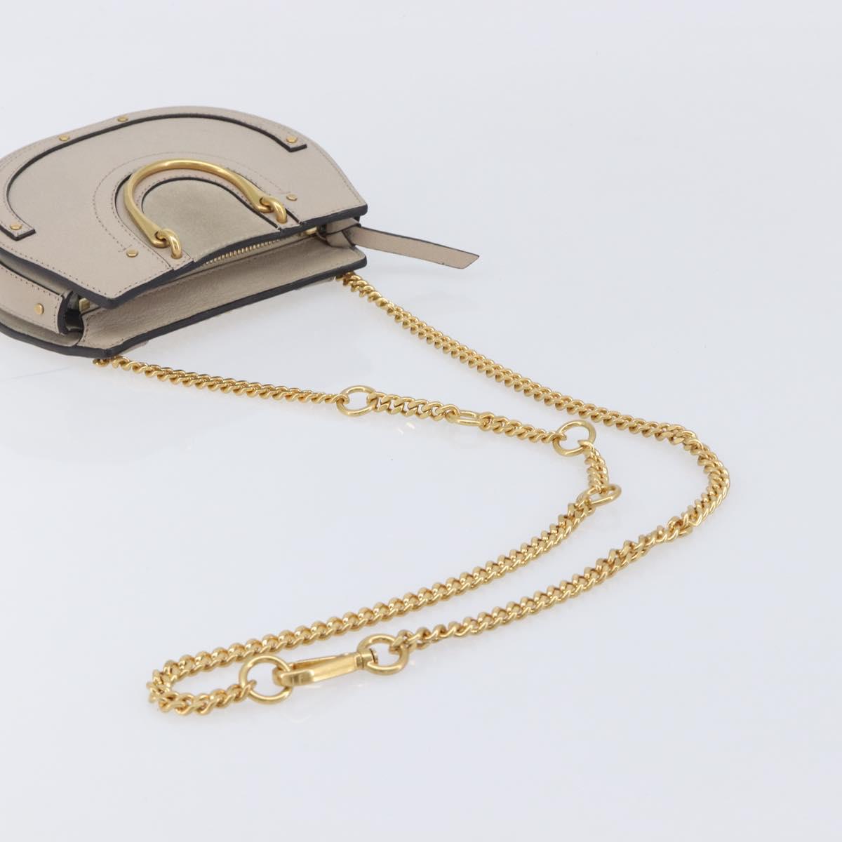 Chloe Pixy Hand Bag Leather 2way Beige Gold Auth BA16685A