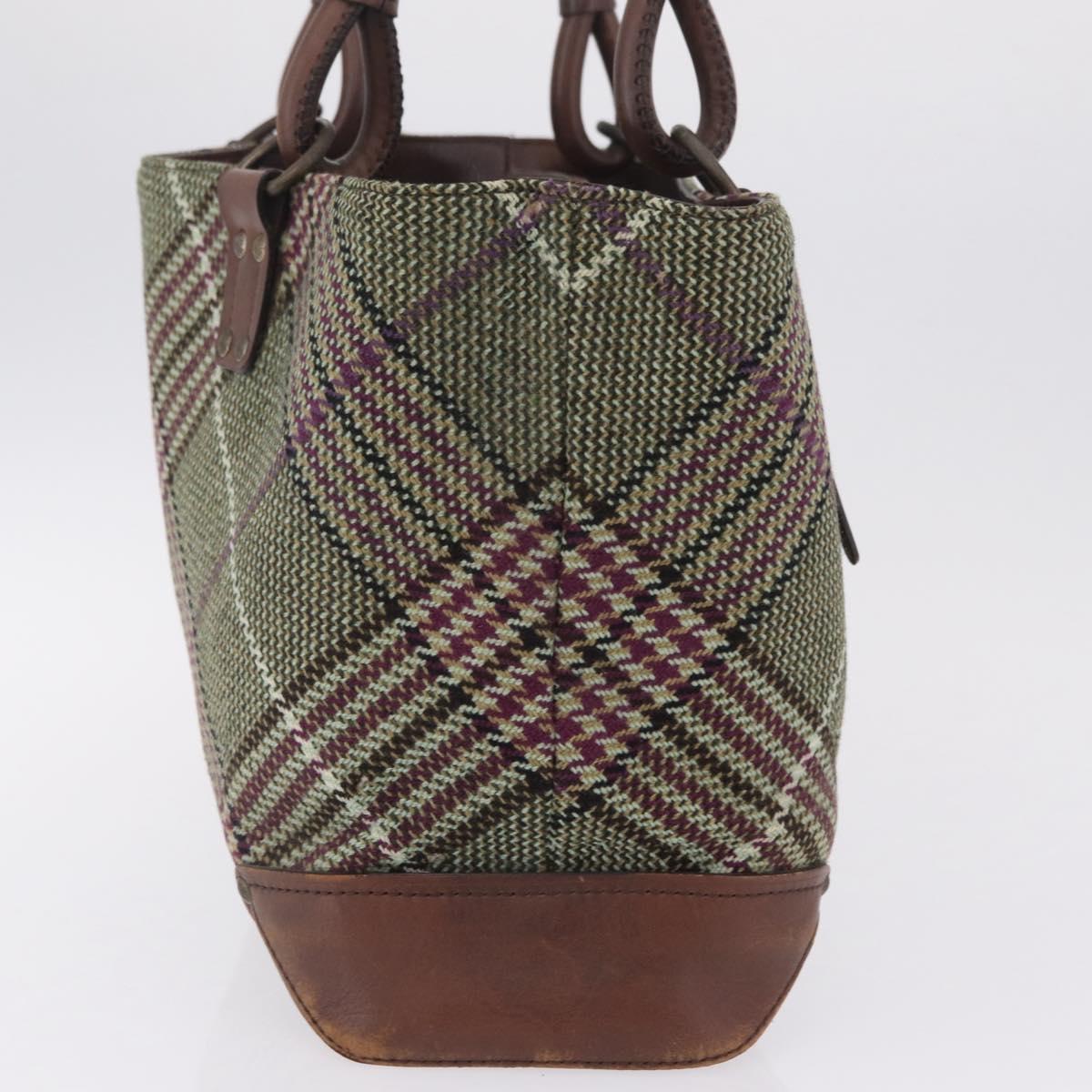 BURBERRY Tote Bag Wool Green Auth BA16686