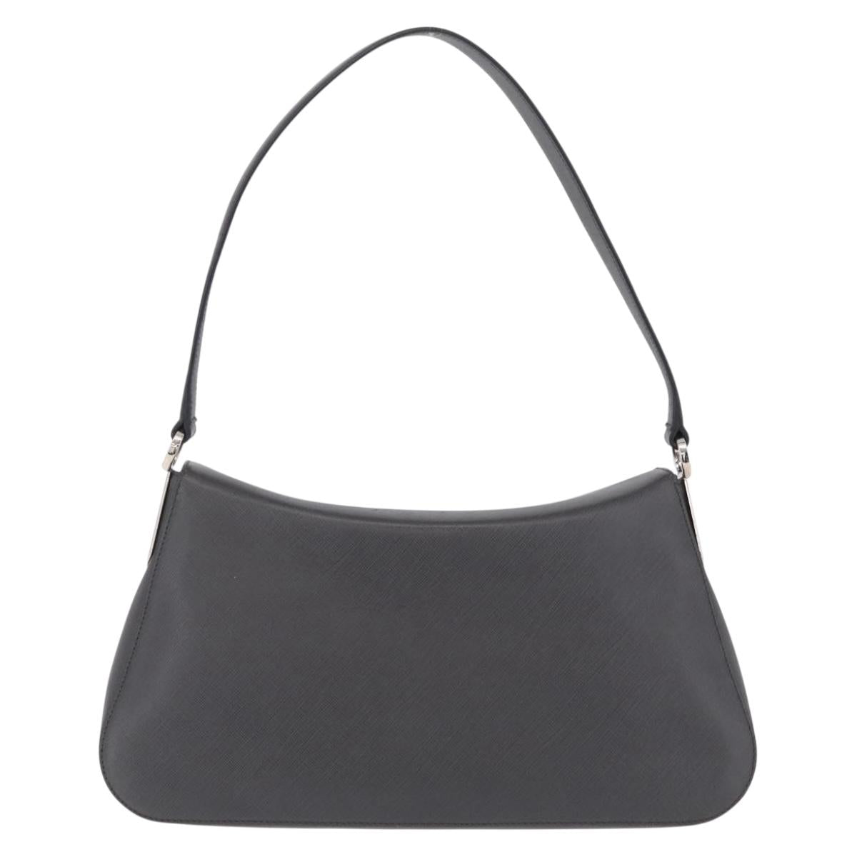 Salvatore Ferragamo Gancini Shoulder Bag Leather Gray Silver Auth BA16687