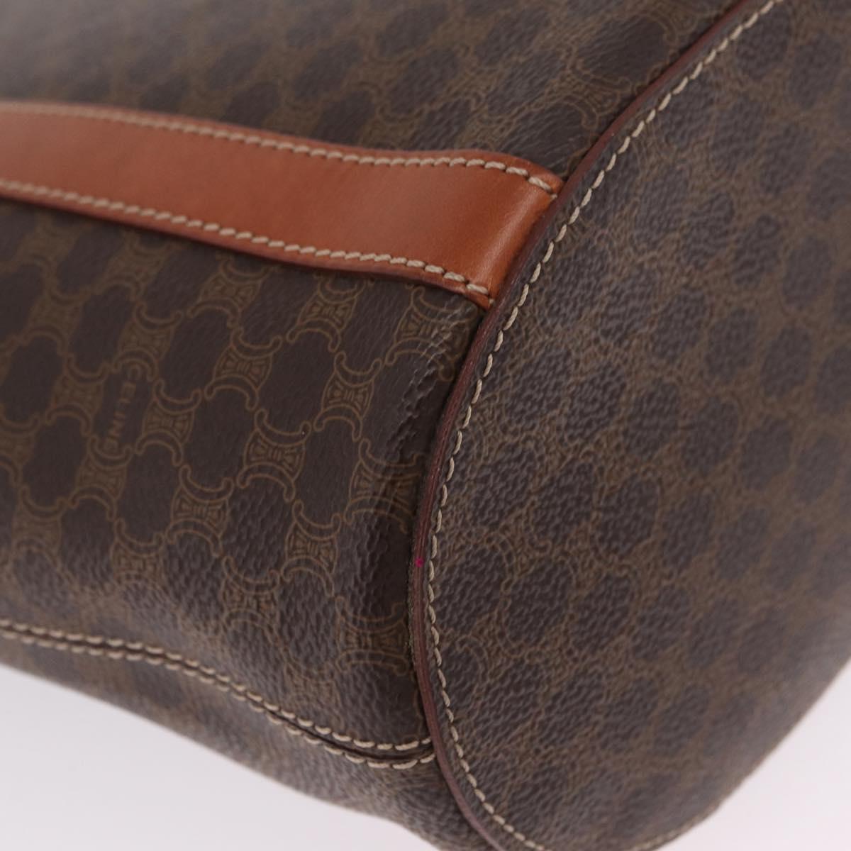CELINE Macadam Canvas Shoulder Bag PVC Leather Brown Gold Auth BA16692