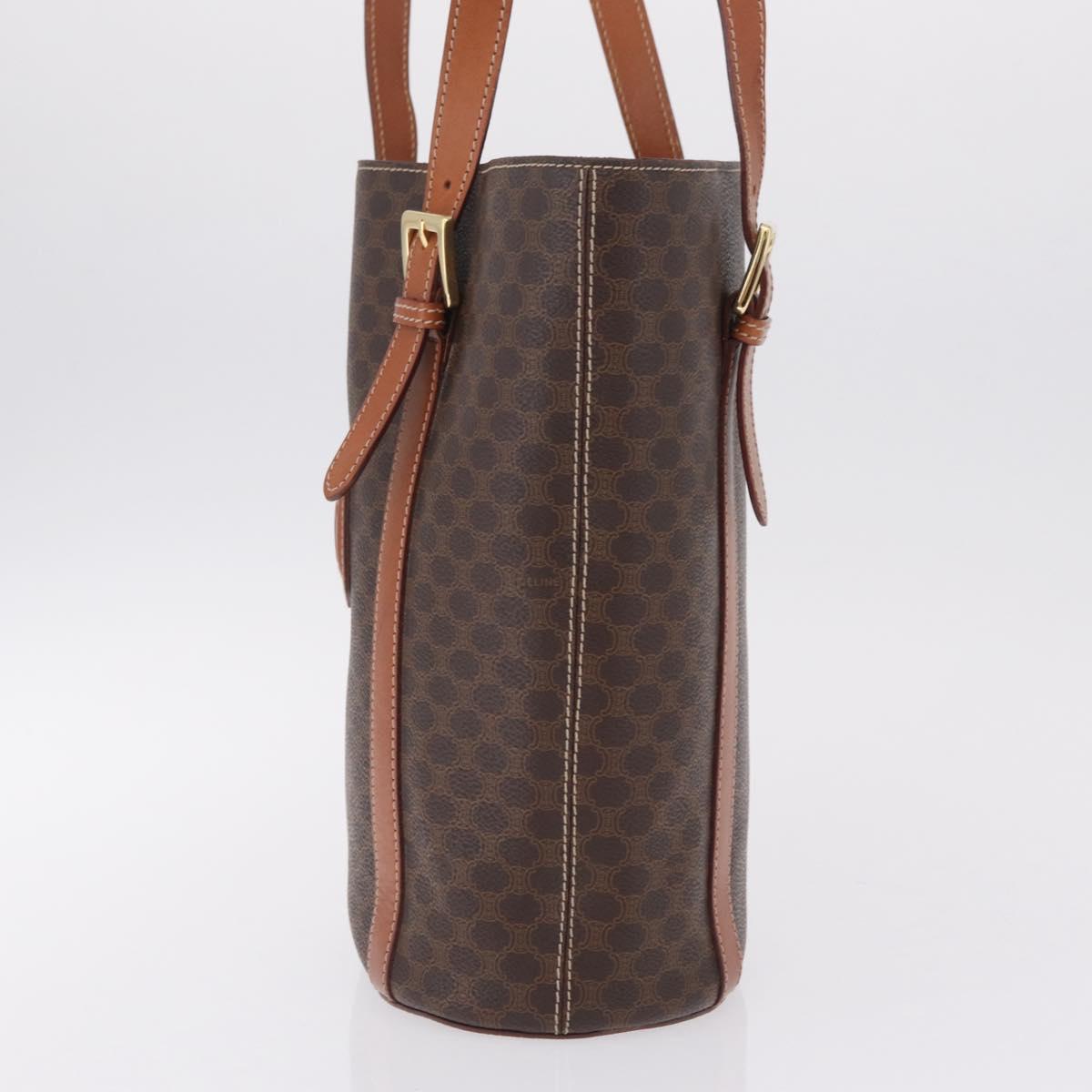 CELINE Macadam Canvas Shoulder Bag PVC Leather Brown Gold Auth BA16692