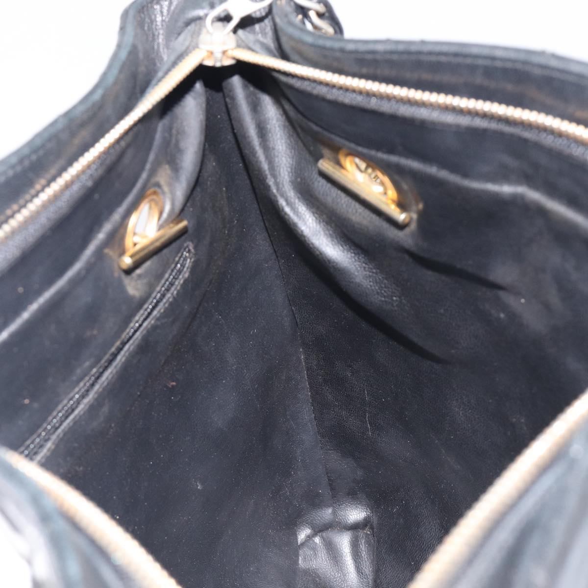 CHANEL Matelasse Chain Shoulder Bag Lamb Skin Black Gold CC Auth BA16693